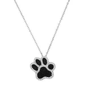 #743 Muatogiml Sterling Silver Dog Paw Diamond Pendant Stamped “925” 18” chain